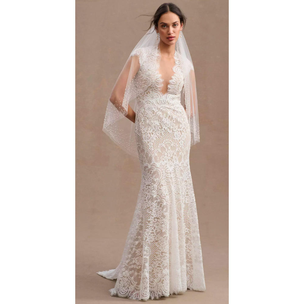 Wtoo Philomene Lace Wedding Dress Watters Anthropologie Size 14W - Picture 2 of 6